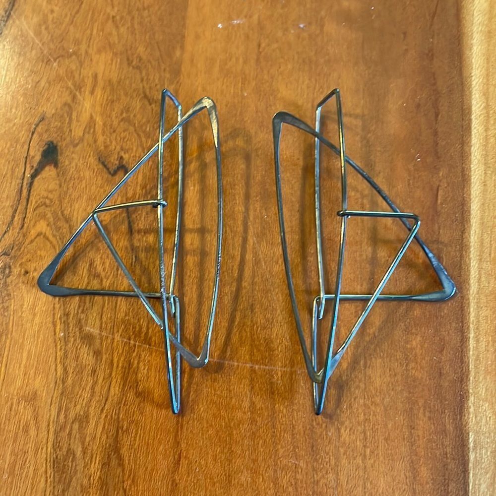 Silver earrings with patina